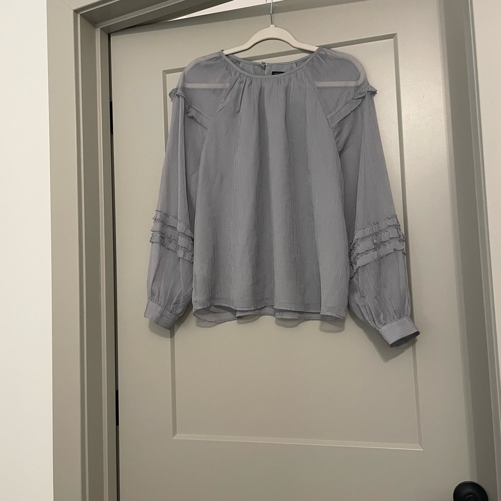 Ann Taylor Factory Light Gray Blouse